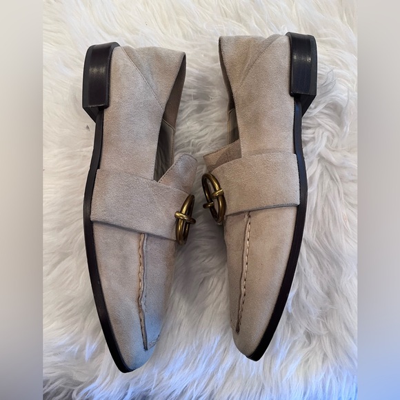 Frame Le Montecito 39.5 Loafer Tan Suede W/Gold Buckle Detail - Picture 13 of 16